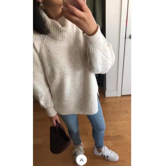 Lou & Grey Funnel Neck oversized cozy rainbow chip sweater size Small - Picture 5 of 15